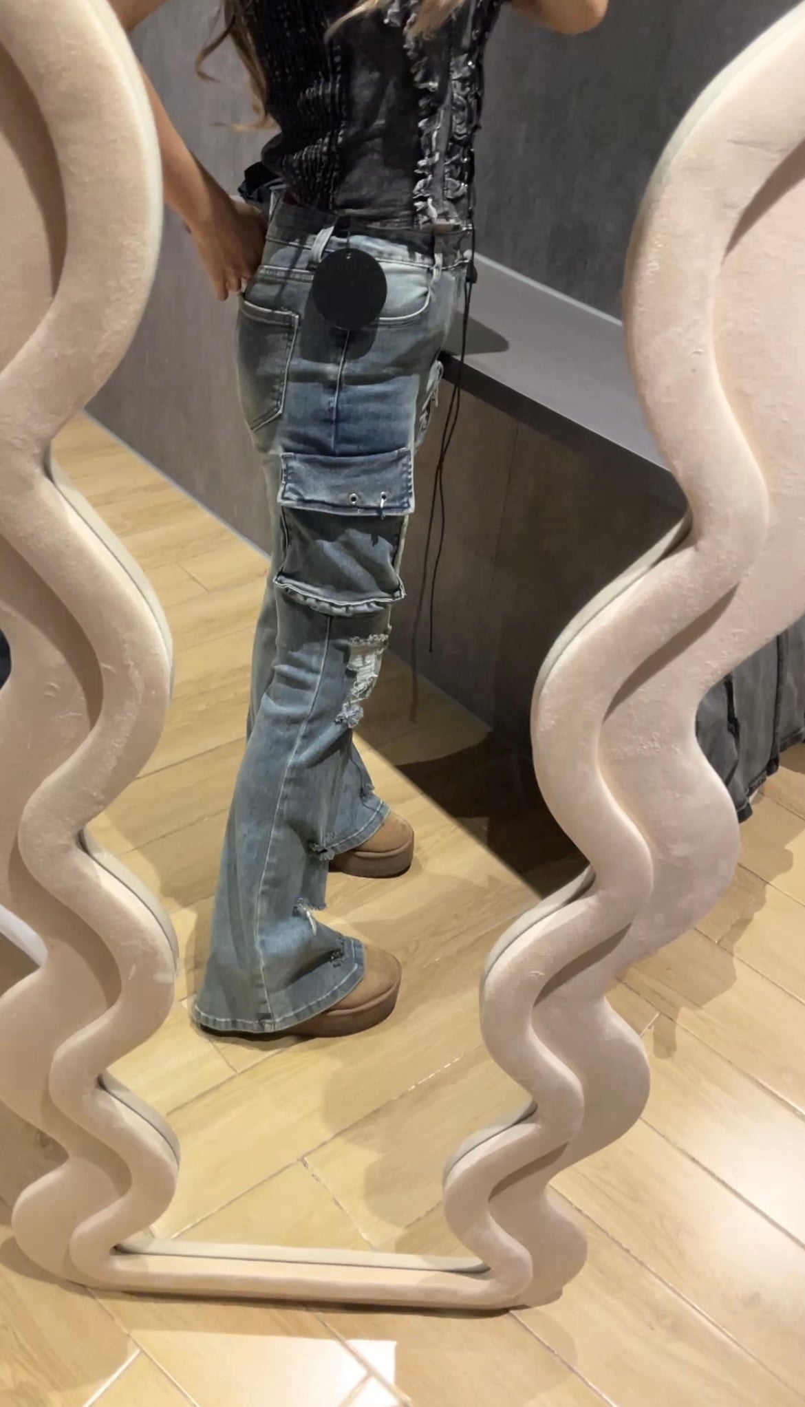 May1105 Slim Cargo Jeans Washed Blue