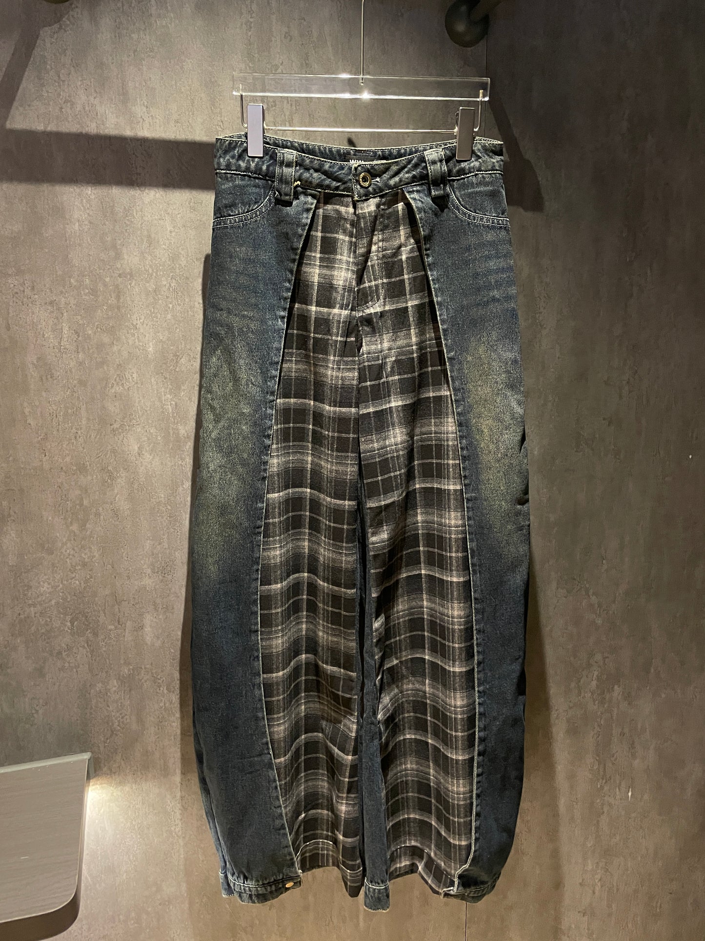 May1103 Plaid Patchwork Jeans