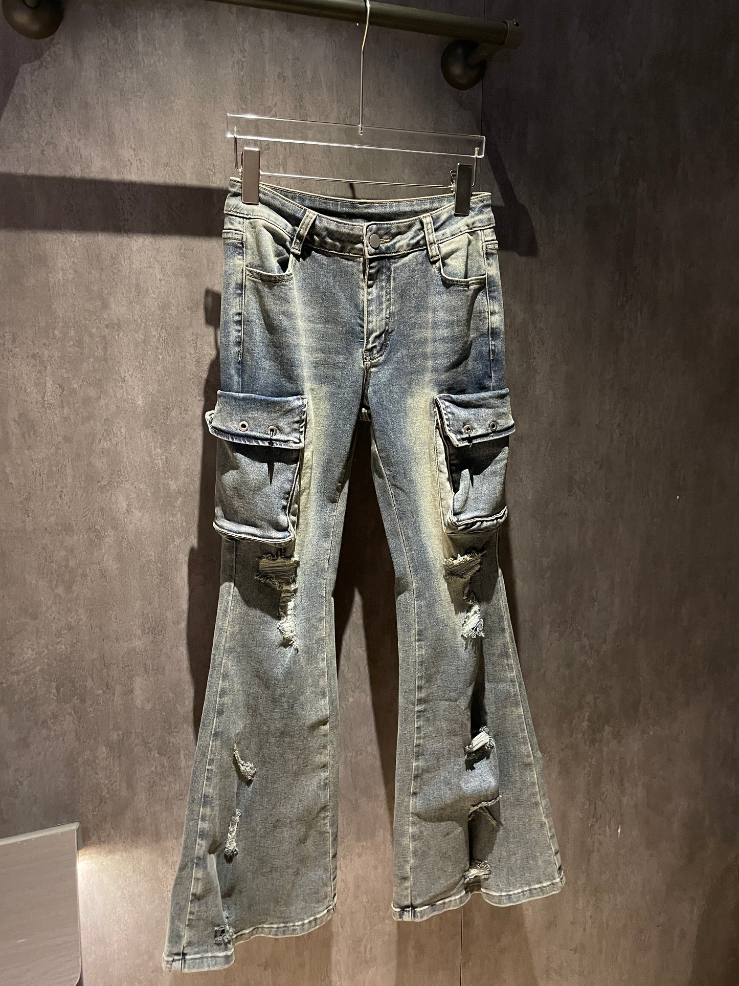 May1105 Slim Cargo Jeans Washed Blue