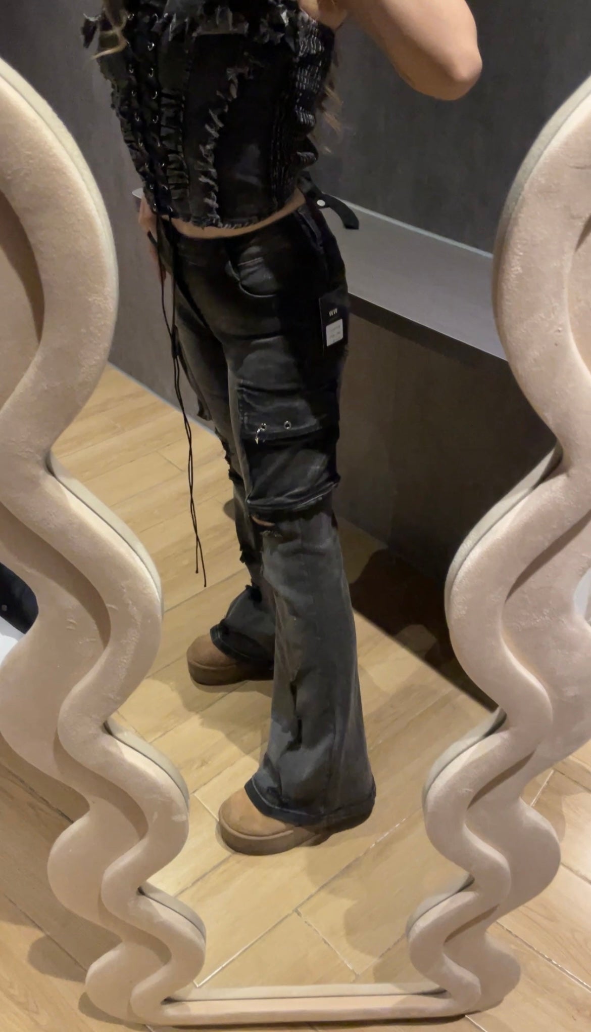 May1105 Slim Cargo Jeans Black