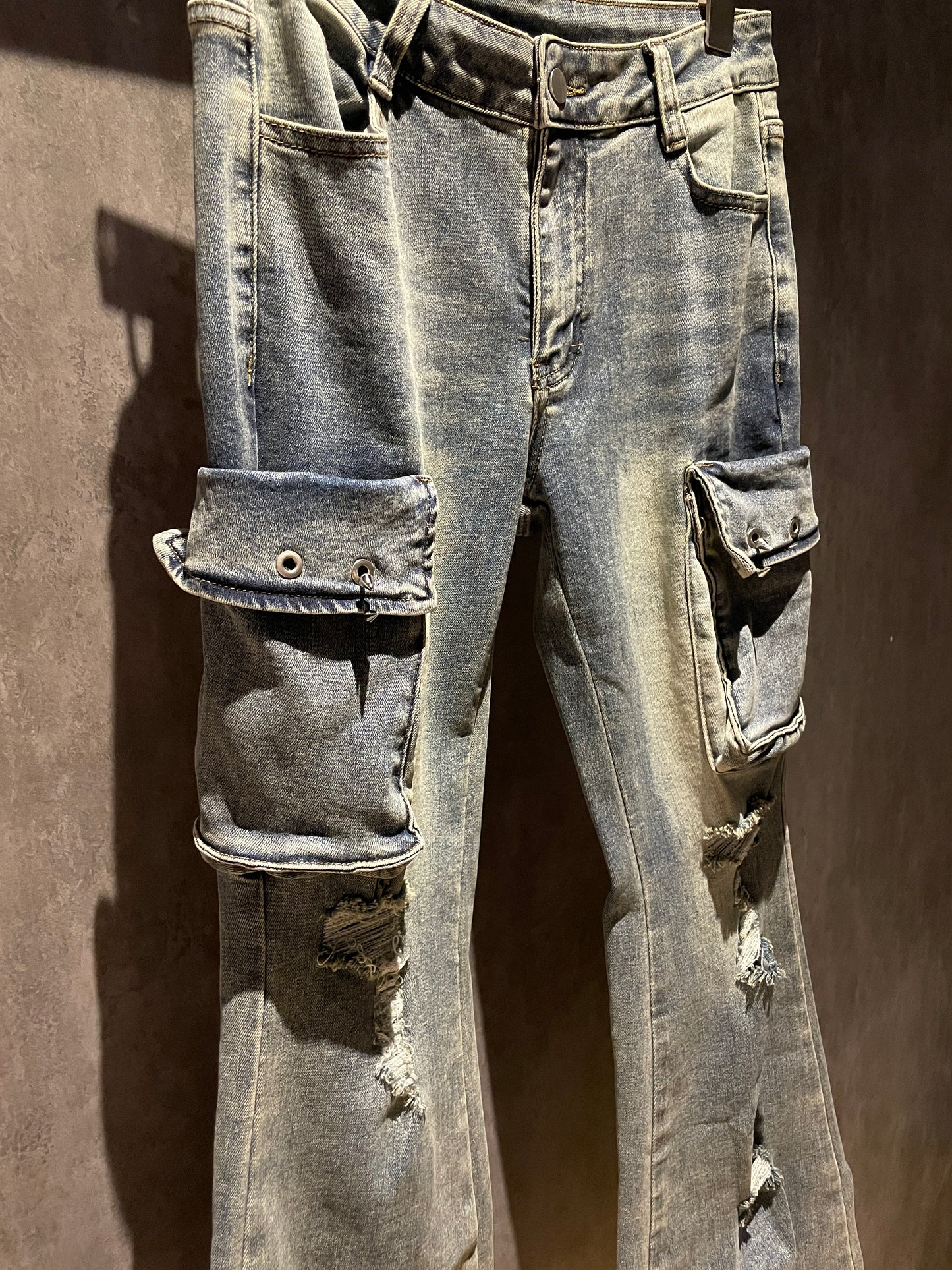 May1105 Slim Cargo Jeans Washed Blue