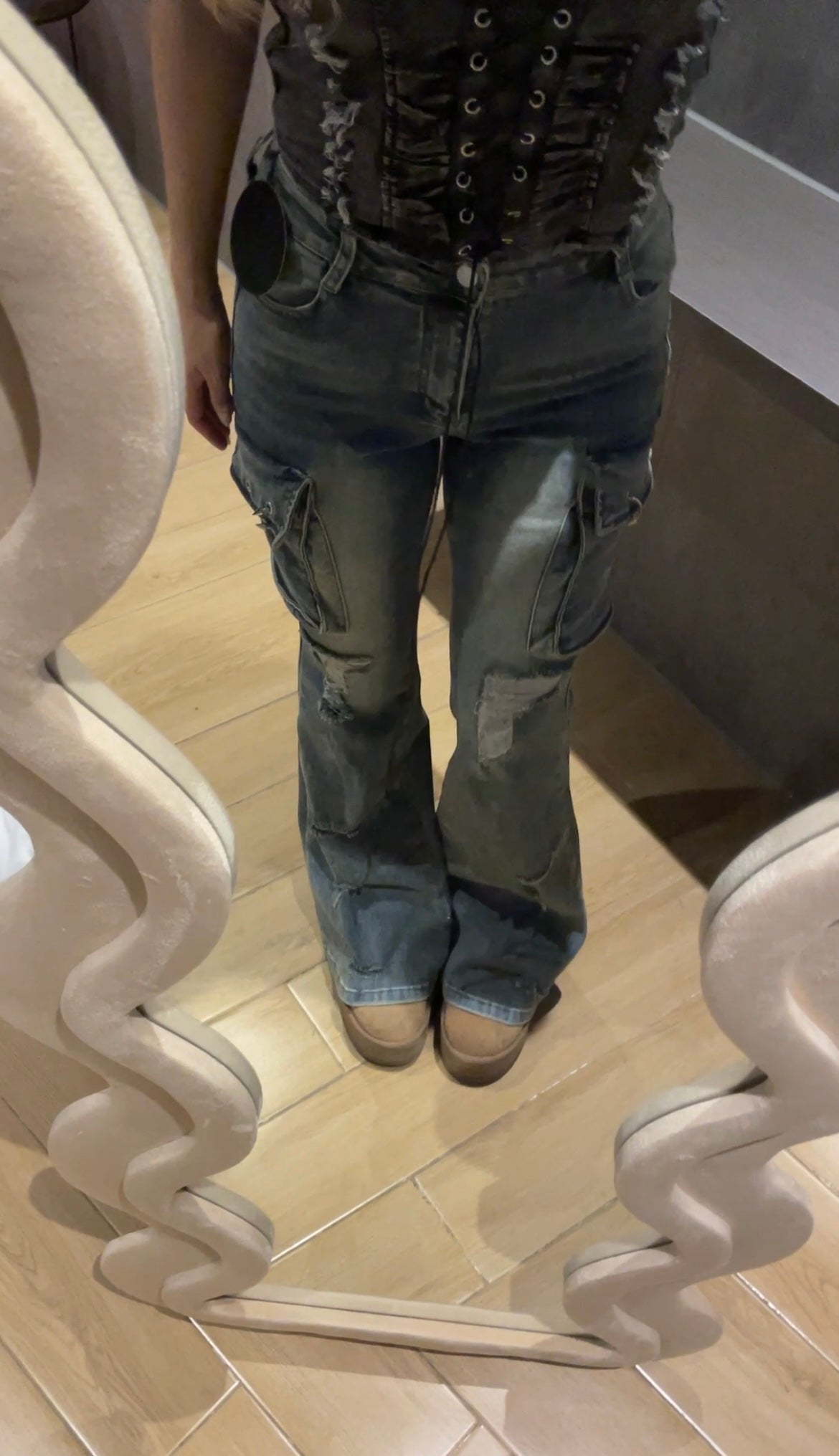May1105 Slim Cargo Jeans Washed Blue
