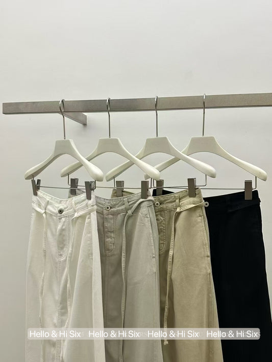 May1204 Ribbon Belt Pants Cream